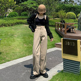 Zingj New 2024 Ladies Will Wear Everything With A Straight Tube And Show Skinny Khaki Pants-Outfit