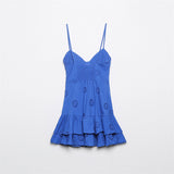 New Women's V Collar High Waist Splicing In The Long Sling Dress Women's