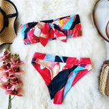 2021 One Shoulder Swimsuit Ruffle Swimwear Women Leaf Print Swimming Suit for Women Sexy biquini