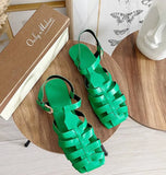 Onlymaker Brand Women's Flat Sandals Summer Casual Soft Genuine Leather Summer Roman Female Big Size Fashion