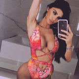 Zingj New Bikini One-Joined Bikini Bikini Leopard Print Hollowed-Out One-Piece