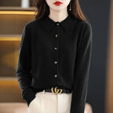 Zingj And Autumn POLO Collar Knit Shirt With Loose Long-Sleeved Sweater Non-Cashmere Cardigan Temperament Lapel Coat-Outfit