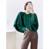 Folds 2025 Spring Loose Pure Color Top Loose Languid Folding Top High-End Sun Protection