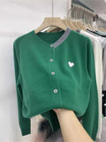 Spring And Autumn New Korean Version Of The Color Patch Loose Bottom Long-Sleeved Knitted Shirt Shirt Coat Women's
