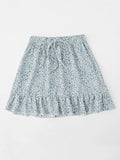 summer new floral minimalist skirt women's ruffled small fresh short skirt light and
