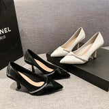 Shoes Female Spring And Autumn New Thin Heel Temperament White Wedding Wedding Shoes French Pointed Small Fragrant Wind Fashion Single Shoes