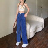 Zingj Waist Wide Leg Jeans Women Autumn Outfit 2024 New Versatile Show Thin Port Taste Straight Tube Hanging Feeling Drag Floor Pants Women-Outfit