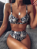 Zingj 2023 Women's Split Swimsuit Green Leopard Print Bikini New Solid Color