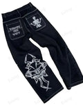 Year's New Skeleton Embroidered Jeans For Men's Casual Street Style Korean Version Of The Trend Is