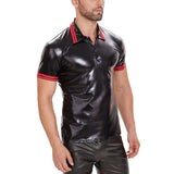 Zingj Men's Sexy Soft Matte Leather Vest Bright Leather Short Sleeve T-Shirt Size Accurate No