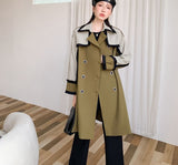 British Style Green Fringe Winter Trench Coat For Women Long Cape Coats And Jackets Windbreaker Belted Coat