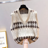 sweater vest outer wear knitted 2021 new retro outer spring and autumn loose net red tide ladies