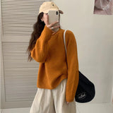 Zingj Color Restoring Ancient Ways Hook Flower Sweater Female Autumn Dong New Loose Lazy Wind Inserted Shoulder Sleeve Gentle Round Collar Sleeve Knitting-Outfit