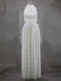 Halterneck Ruched Open Back Tie Up Top And Maxi Skirt Set-Outfit