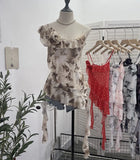 Pure Windy Irregular Lotus Side Hottie Slings Sling Vest Ribbon Ribbon Ribbon Ribbon Ribbon Ribbon Ribbon Sleeveless Top