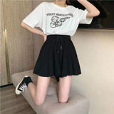 Women Summer High Waist Black All-match Ins Leisure Loose Sweat Fashion INS Female Drawstring Korean Style Plus Size
