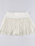 A Line Pleated Lace Mini Skirt-Outfit