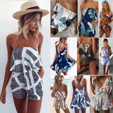 Style Playsuit Floral Print Sexy Rompers Short Overalls Top Macacao Feminino Women Clothes Casual Summer Beach