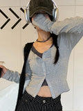 Retro Graffiti Elasric T Shirt Women Sexy Slim Crop Tops Ribbed Two Pieces Tops Grunge Tee Tops Korean Style