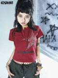 Vintage Y2k Crop Top T-shirt Women Aesthetic Grunge Tee Shirts Femme Star Print Punk Gothic Streetwear Graphic
