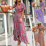 Spot 2025 Ladies Autumn New Fashion Print V-Collar Casual Irregular