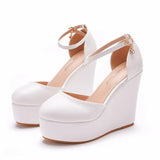 Hed Sandals Women's Summer 2025 New Comfortable White Thick-Soled Round Head High-Heeled Waterproof Table Casual Women's