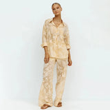 Zingj Print Sunscreen Long-Sleeved Shirt Wide-Leg Pants Suit Two-Piece Set-Outfit