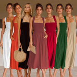 Zingj 2023 Sexy Outback Solid Color Cotton And Linen Collar Sling Dress