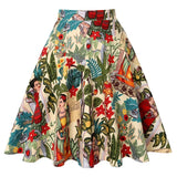 Skirt 50s 60s Retro High Waist Skater Floral Printed Pin Up Rockabilly Office Casual Women's Clothing For Party
