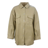 Zingj Winter And Fall New PU Leather Women's Shirt Fashion Women's