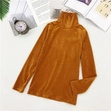Spring Women Turtleneck T Shirt Tees Warm Thick Velvet T-Shirts Female Bottoming Long Sleeve Shirt