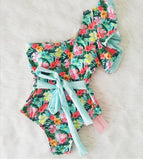 Off The Shoulder Ruffle One Piece Swimsuit 2021 New Swimwear Women Swimsuit Deep-V Bathing Suits Beach Wear Swim