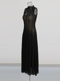 French Famous Style Sleeveless Dress 2025 New Micro-Bomb Lace Design Slimming Long Dress Dress Women's