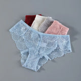 Sexy Women Lace Panties Underwear Seamless Transparent Panties Thongs Low Waist Hollow Briefs Solid Female Panty