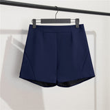 Zingj And Summer Slim Show Thin Shorts Female Blue New 2024 Korean Version Design Sense Casual A Word Wear Wide-Leg