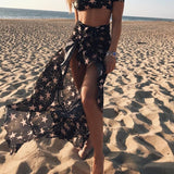New Bikini Set Beach Skirt Tunics for Beach Long Leaves Print Bikini Cover up Robe de Plage Sarong Beach Swimsuit