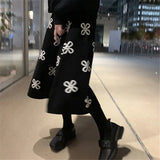 Women Clover Floral Jacquard Knitted Skirts Simple Elastic High Waist Long Skirts Autumn Winter A-Line Midi Skirts