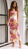 Zingj Spring And Summer New Temperament Famous Yuan Satin Hollow Out Back Wipe Chest Money Dress Long