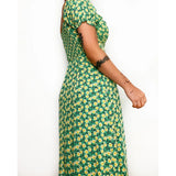 Zingj Spring And Summer New Flower Print Small Fresh And Sweet V-Neck Long Dress