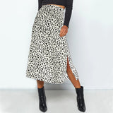 New Sexy Leopard Print Chiffon Split Skirt Casual Fashion Long Skirts for Women Spring Summer Zip Elegant Female