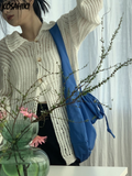 Aesthetic 2024 Spring Cardigan Femme Vintage Grunge Knitted Harajuku Turn Down Collar Elegant Loose Women