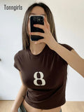 Summer T Shirt Women Short Sleeve Streetwear Black Graphic T Shirts Korean Style Crop Tops Grunge Aesthetic Tee