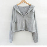 Zingj New Thin Hoodie Korean Version Loose Versatile Cardigan High Waist Jacket Short French Languid Lazy Wind Coat Female-Outfit