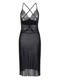 Sexy Lace Women Cami Knee Dress Backless Sleeveless Summer Mesh See Through Bodycon Hot Erotic Fashion Clubwear