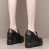 And Soft-Soled Thick-Soled Lod Shoes Women's Slope With English Wind One-Legged Leather Shoes Mother Small Leather Shoes Deep Mouth Single