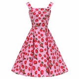 Summer Vintage Rockabilly Dress 50s 70s Big Swing Floral Polka Dot Print Audrey Hepburn Casual A Line Retro 60s
