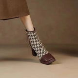 / Winter 2025 New Fashion Square Head Stitching Thick Heel Martin Boots