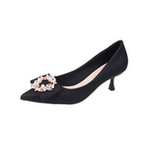Spring And Summer New Commuter Temperament Rhinestone Thin Heel Pointed Women's High Heels Single Shoes Direct