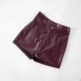 PU Leather Tube Crop Top And Zipper Skort Two Piece Set- Outfit