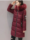 Cotton-Padded Clothes Female In The Long 2024 Winter New Large Size Women's Korean Version Cotton-Padded Clothes Big Wool Collar Thick Cotton-Padded Jacket Coat-Outfit